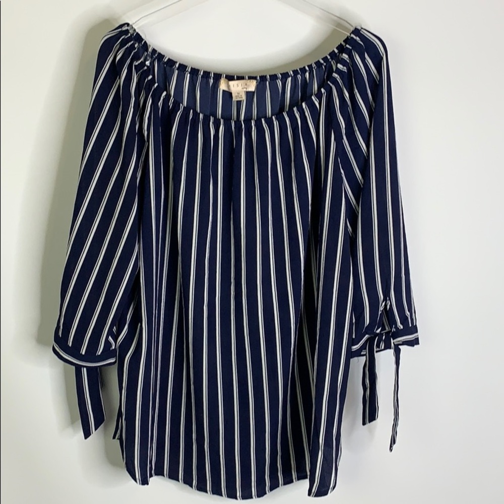 Misia Curvy Striped Off Shoulder Blouse Size 1X